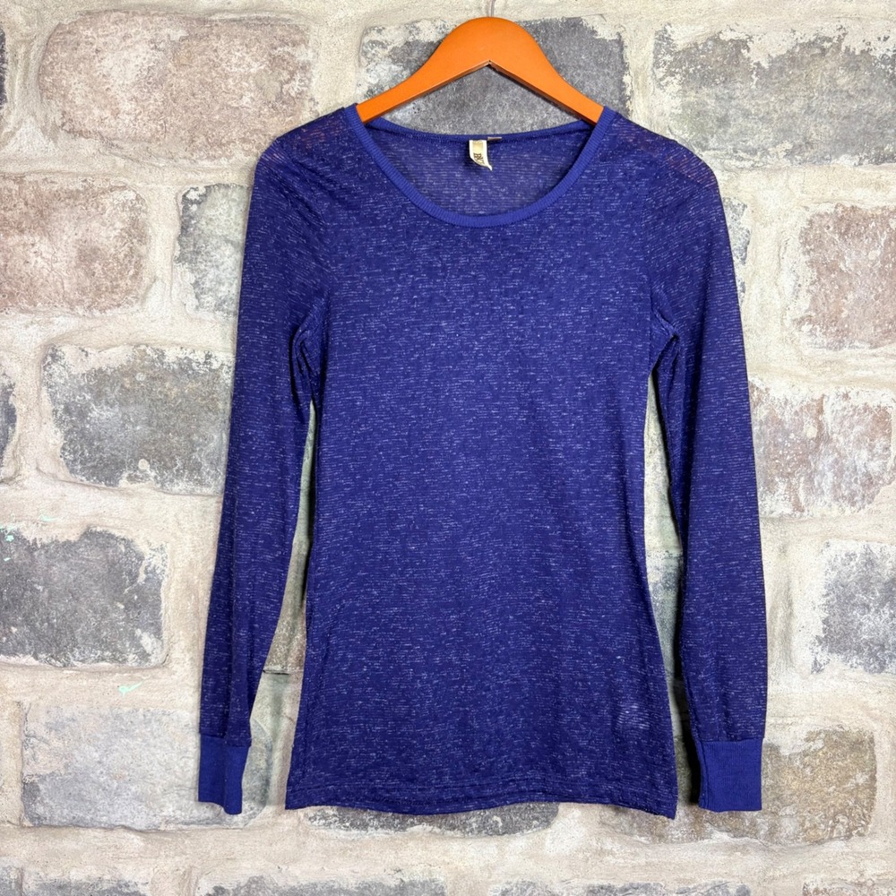BKE Women's Purple Heathered Long Sleeve Scoop Neck Top Size Medium‎ Y2K Sheer